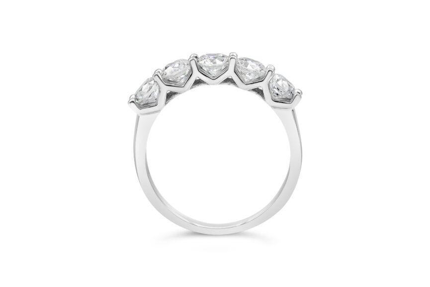 V SHAPED 5 STONE 1/2 ETERNITY RING - Image 2