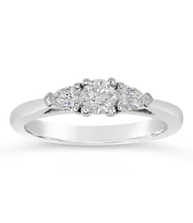 Round Single stone with Pear Shaped Shoulders - (WRF)