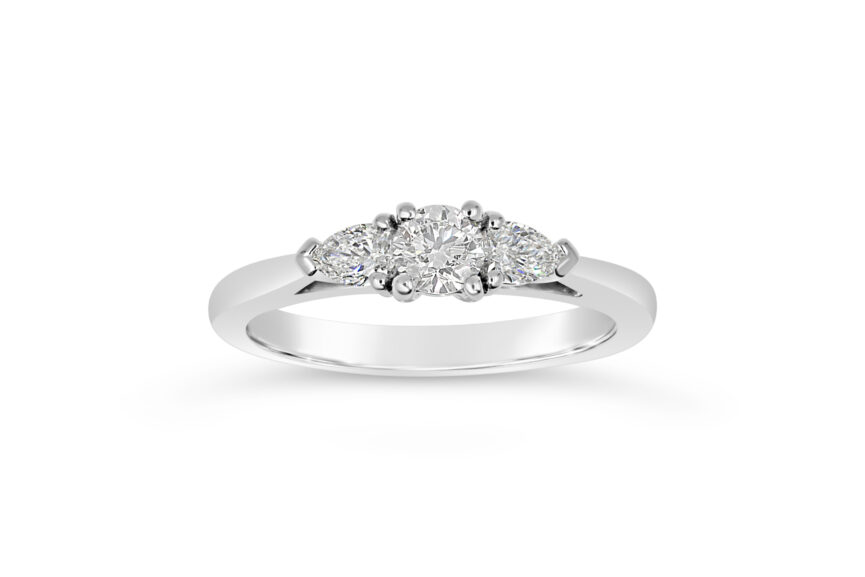 Round Single stone with Pear Shaped Shoulders - (WRF)