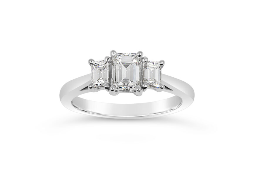 Graduated 3 stone emerald cut - (WRF)