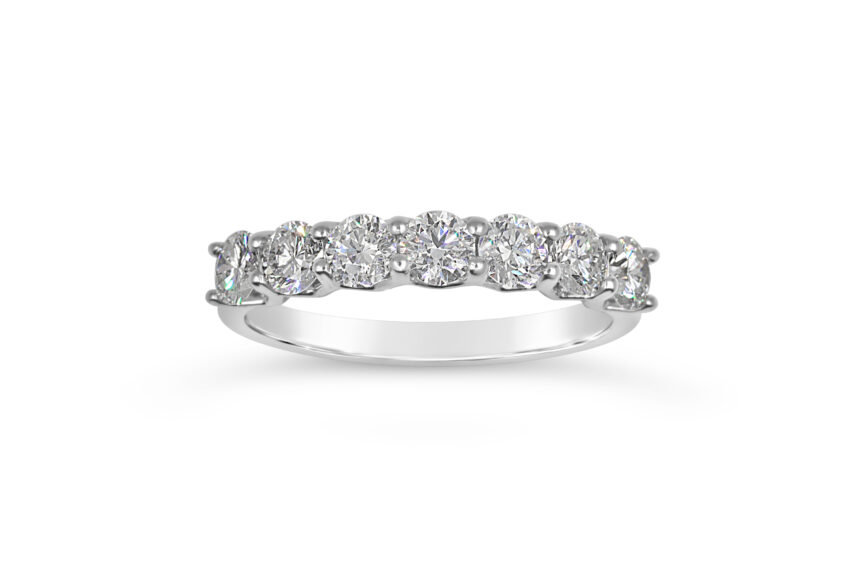 V Style 7 Stone Half Eternity Ring