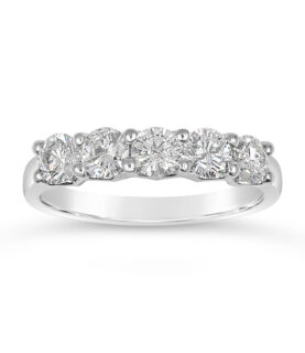 V Style 9 Stone Half Eternity Ring