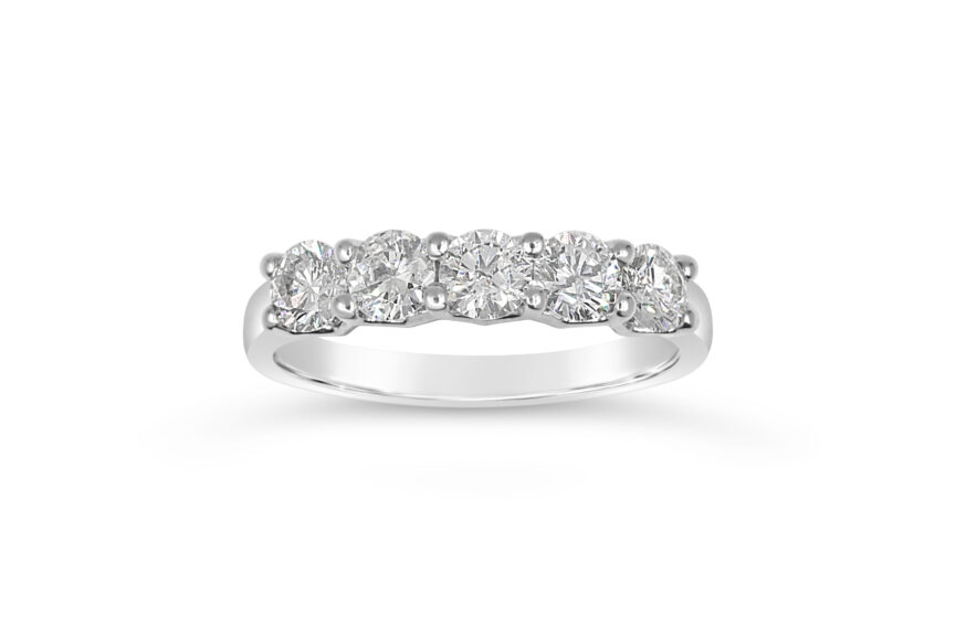 V Style 9 Stone Half Eternity Ring