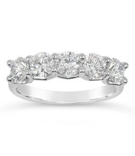V SHAPED 5 STONE 1/2 ETERNITY RING