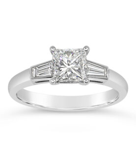 PRINCESS CUT RUB OVER TAPERED RING