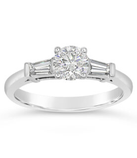1 Round+ 2 Baguette Ring 