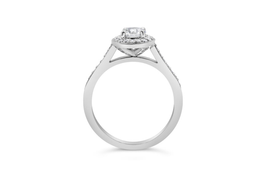 SINGLE STONE PAVE SURROUND DIAMOND RING - Image 2