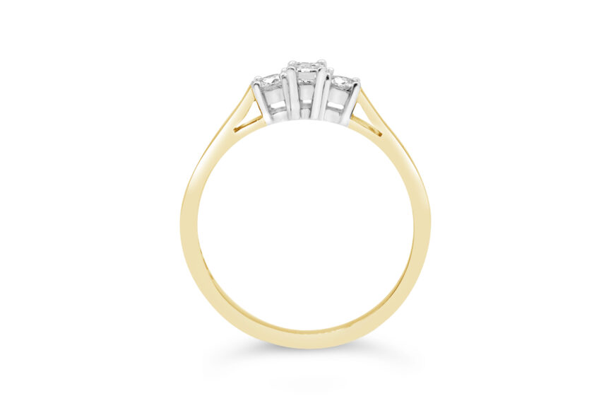 Emerald Cut & 2 Round stone Diamond Ring - Image 2