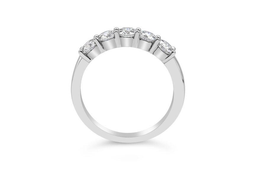 5 Stone Half Eternity Ring - shared claw single gallery - Image 2