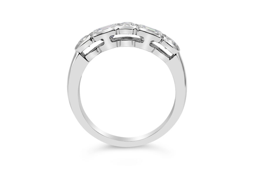 EMERALD CUT + ROUND 1/2 ETERNITY RING - Image 3