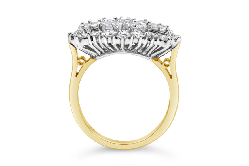 BAGUETTE + ROUND CLUSTER RING - Image 2