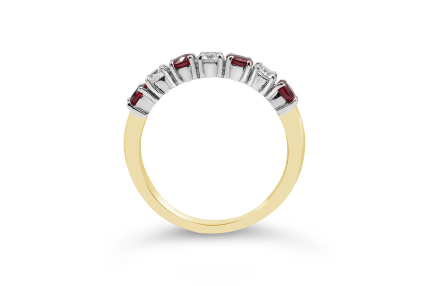 4 RUBY + 3 STONE DIAMOND RING - Image 5