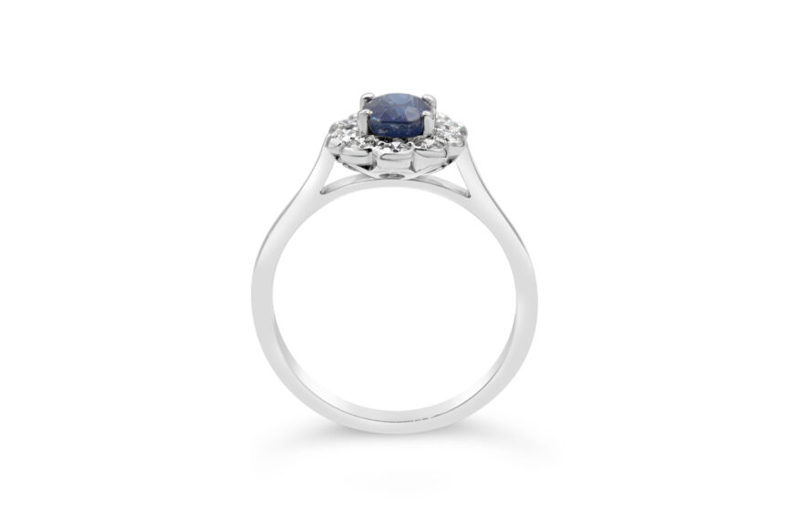 SAPPHIRE OVAL 10 DIAMOND CLUSTER RING - Image 2