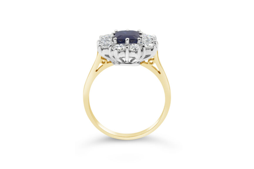 OCTAGON SAPPHIRE + DIAMOND CLUSTER RING - Image 2