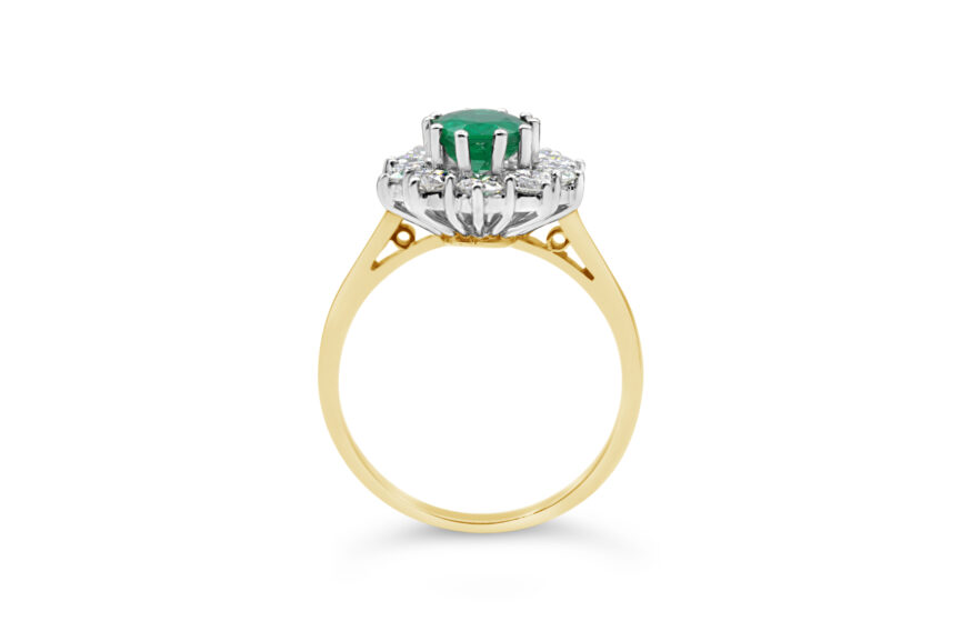OVAL EMERALD + DIAMOND CLUSTER RING - Image 6