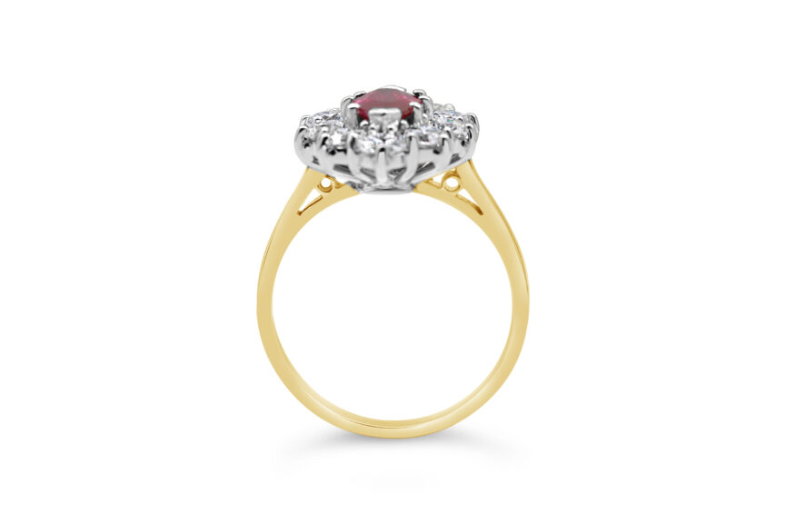 RUBY MARQUISE 10 DIAMOND CLUSTER RING - Image 2