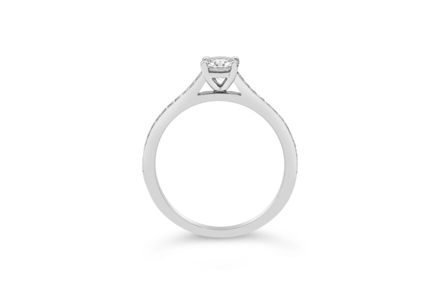 ROUND SINGLE STONE MICRO SHOULDERS RING(WRF) - Image 2