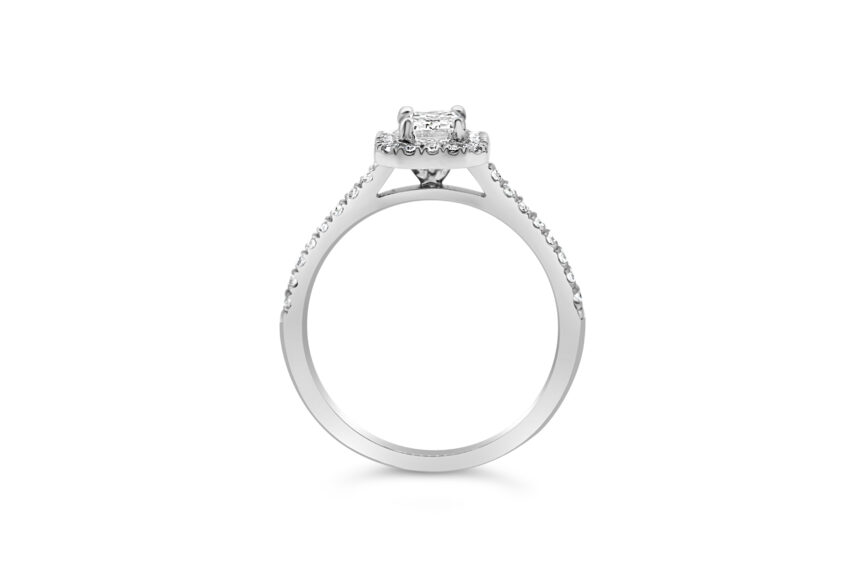 Emerald Cut Single stone Micro Halo/Shoulders - (WRF) - Image 2