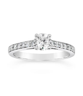 SINGLE STONE WITH PAVE SHOULDERS RING
