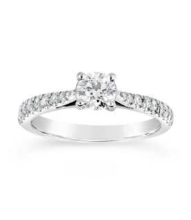ROUND SINGLE STONE PAVE SHOULDERS RING (WRF)