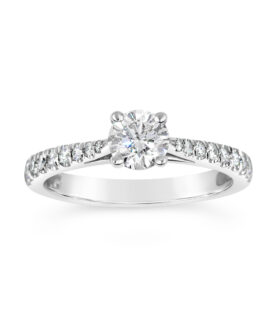 SINGLE STONE ROUND TAPERED MICRO DIAMOND SHANK RING