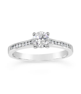 ROUND SINGLE STONE CHANNEL SHOULDERS RING