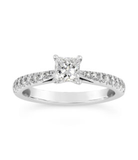 SINGLE STONE PRINCESS TAPERED MICRO SHANK RING