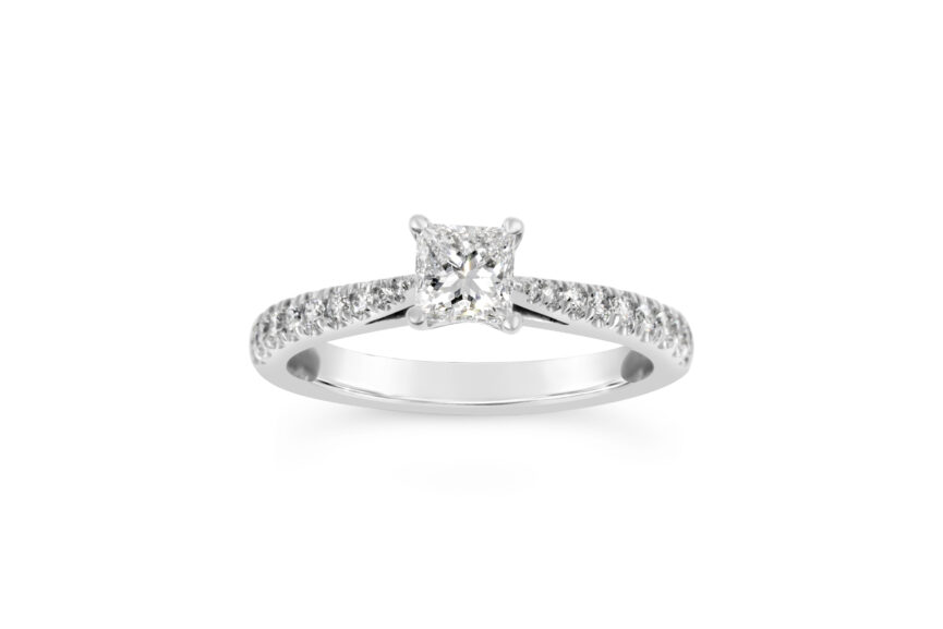 SINGLE STONE PRINCESS TAPERED MICRO SHANK RING