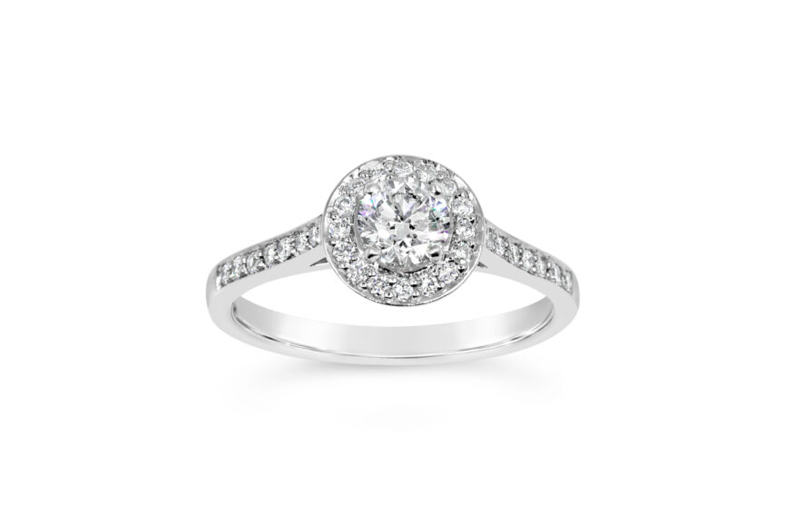 DIAMOND SURROUND DIAMOND SHOULDERS RING