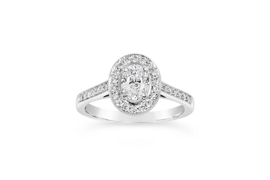 OVAL MILGRAIN CLAW SET CENTRE RING