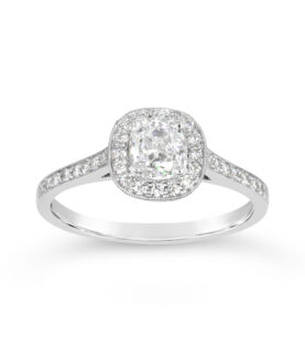 CUSHION DIAMOND SURROUND RING PAVE M/G RING