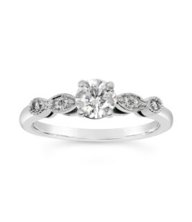 VINTAGE ROUND SINGLE STONE ROUND SHOULDERS RING