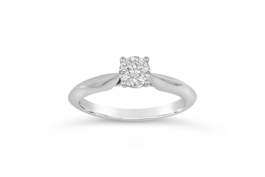 ROUND SINGLE STONE  KNIFE EDGE SHANK RING (WRF)