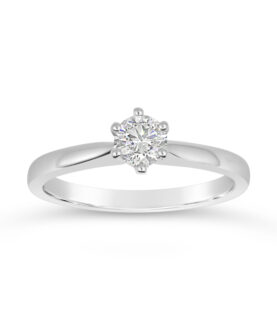 6 CLAW ROUND SINGLE STONE RING