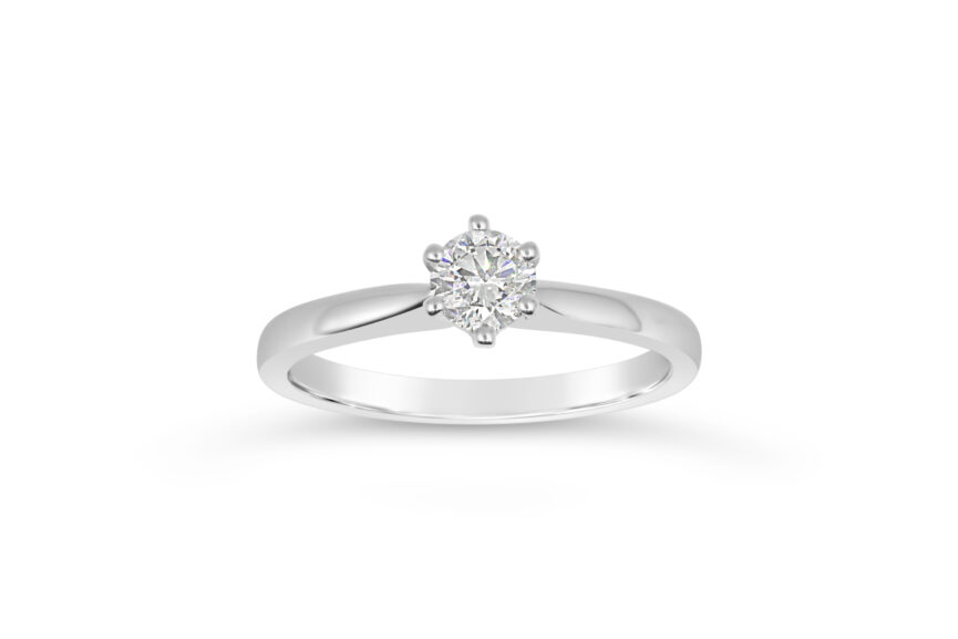 6 CLAW ROUND SINGLE STONE RING