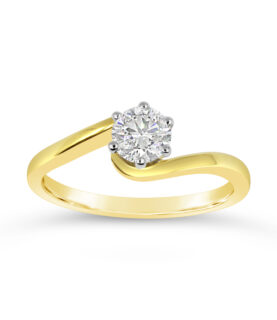 6 CLAW SINGLE STONE X/OVER RING