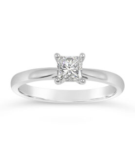 U SHAPE PRINCESS CUT SINGLE STONE RING