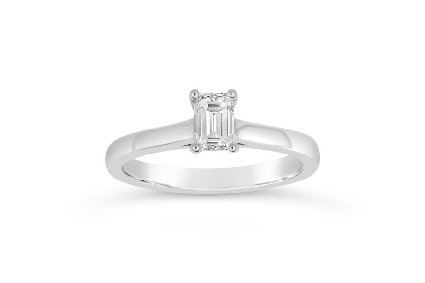 EMERALD CUT PARALLEL SHANK RING
