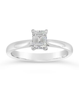 U SHAPE EMERALD CUT SINGLE STONE RING