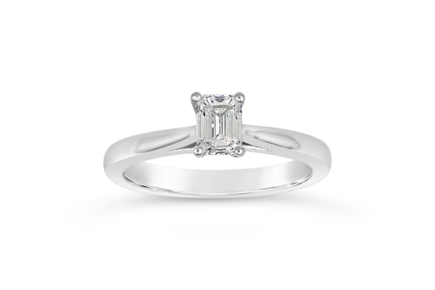 SINGLE STONE HIGH SET EMERALD RING