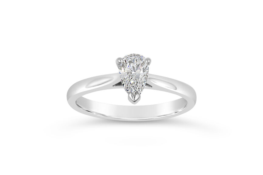 U SHAPE PEAR SHAPE SINGLE STONE RING