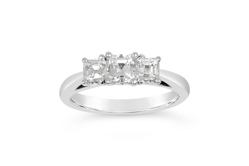 3 STONE ASSCHER CUT RING