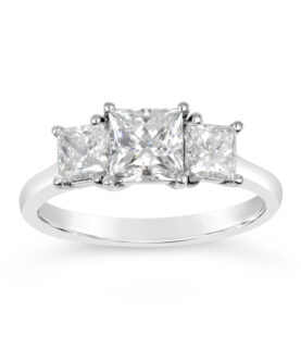 3 STONE PRINCESS CUT RING