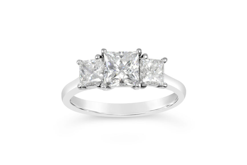 3 STONE PRINCESS CUT RING