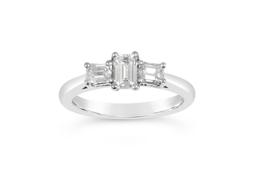 3 STONE EMERALD CUT RING (WRF)