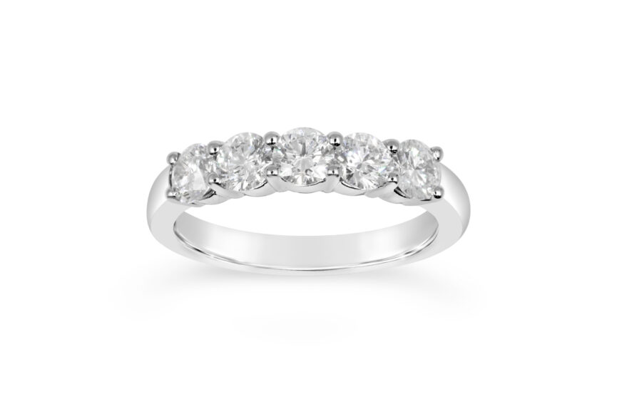 5 Stone Half Eternity Ring - shared claw single gallery