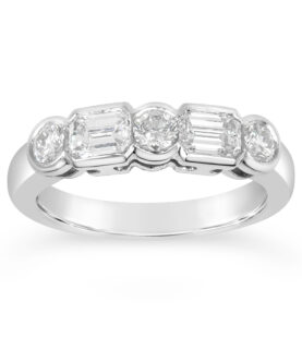 EMERALD CUT + ROUND 1/2 ETERNITY RING