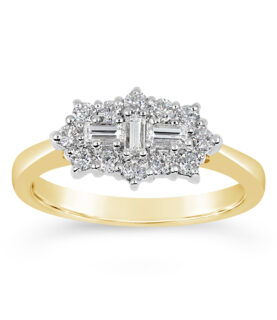Baguette & Round Cluster Ring