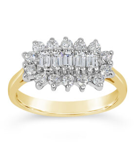 5 Baguette & 14 Round Cluster  Ring