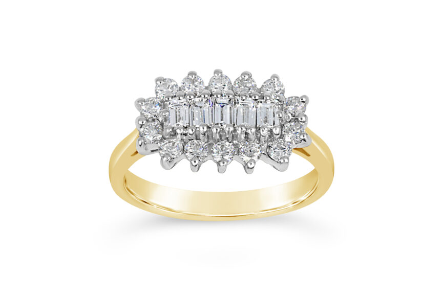 5 Baguette & 14 Round Cluster  Ring